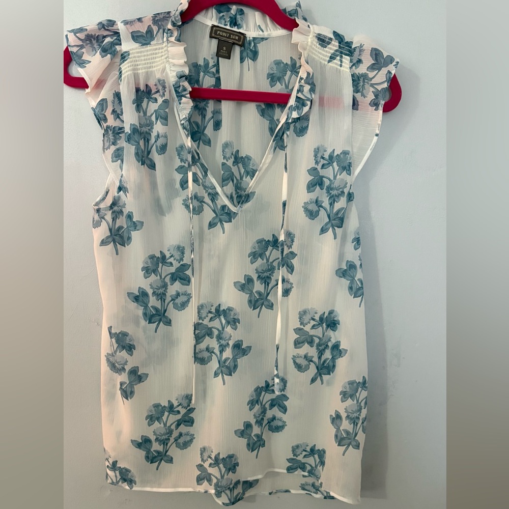 J. Crew Sleeveless sheer floral blouse